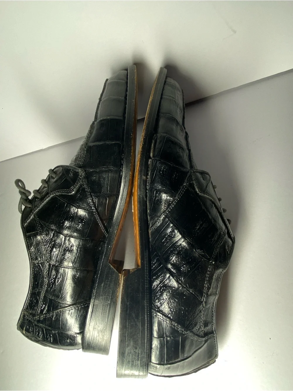 Belvedere Florence Men's 9M Brown Genuine Crocodile Dress Shoes, Handmade Italy